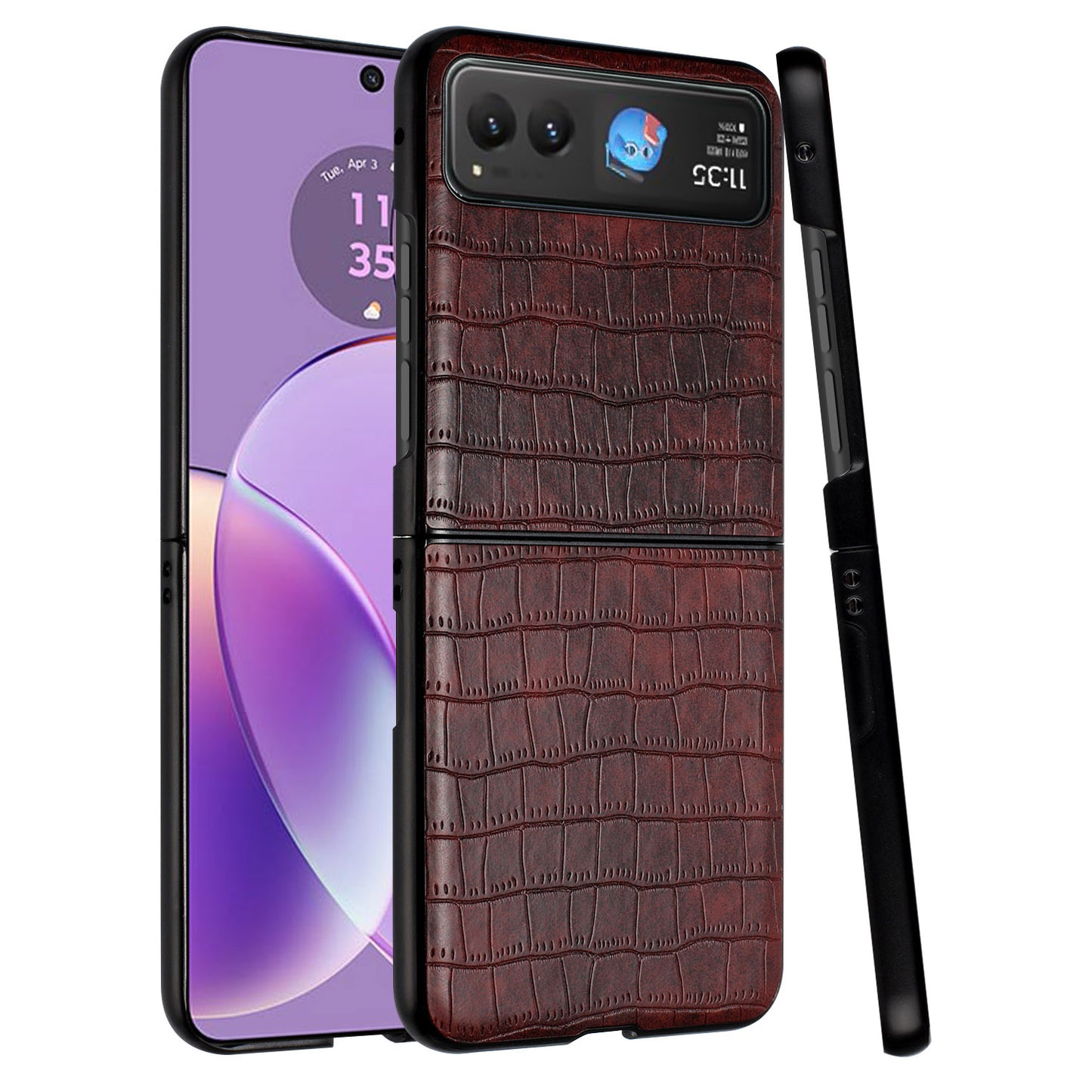 For Motorola Razr 2025 PU Vegan Leather Case, Premium Snap-On Hard Shell Cover, Slim Fit Protective Matte Finish Case Cover