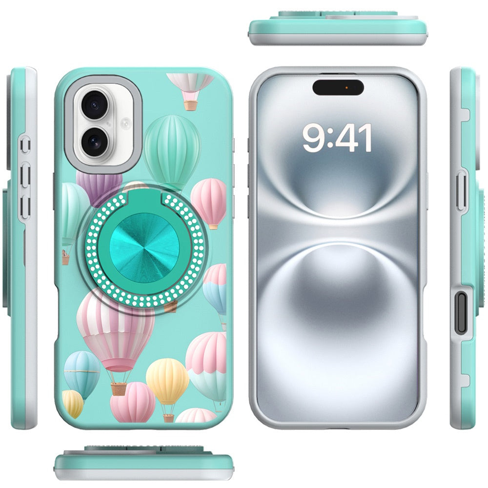 For Motorola Moto G Stylus 5G 2025 Pattern Design Hybrid with Invisible Ring Stand & Magnetic Back, Shockproof Protective Grip Case Cover