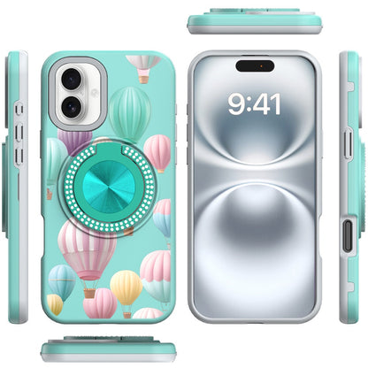 For Samsung Galaxy S25 Fan Edition /Galaxy S25 FE Pattern Design Hybrid with Invisible Ring Stand & Magnetic Back, Shockproof Protective Grip Case Cover