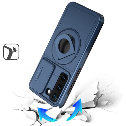 For Samsung Galaxy S22 Full Coverage with Camera Window, Magnetic Circle, Rotatable Ring Stand, MagSafe Compatible, Shockproof Hybrid Protectiv Case Cover