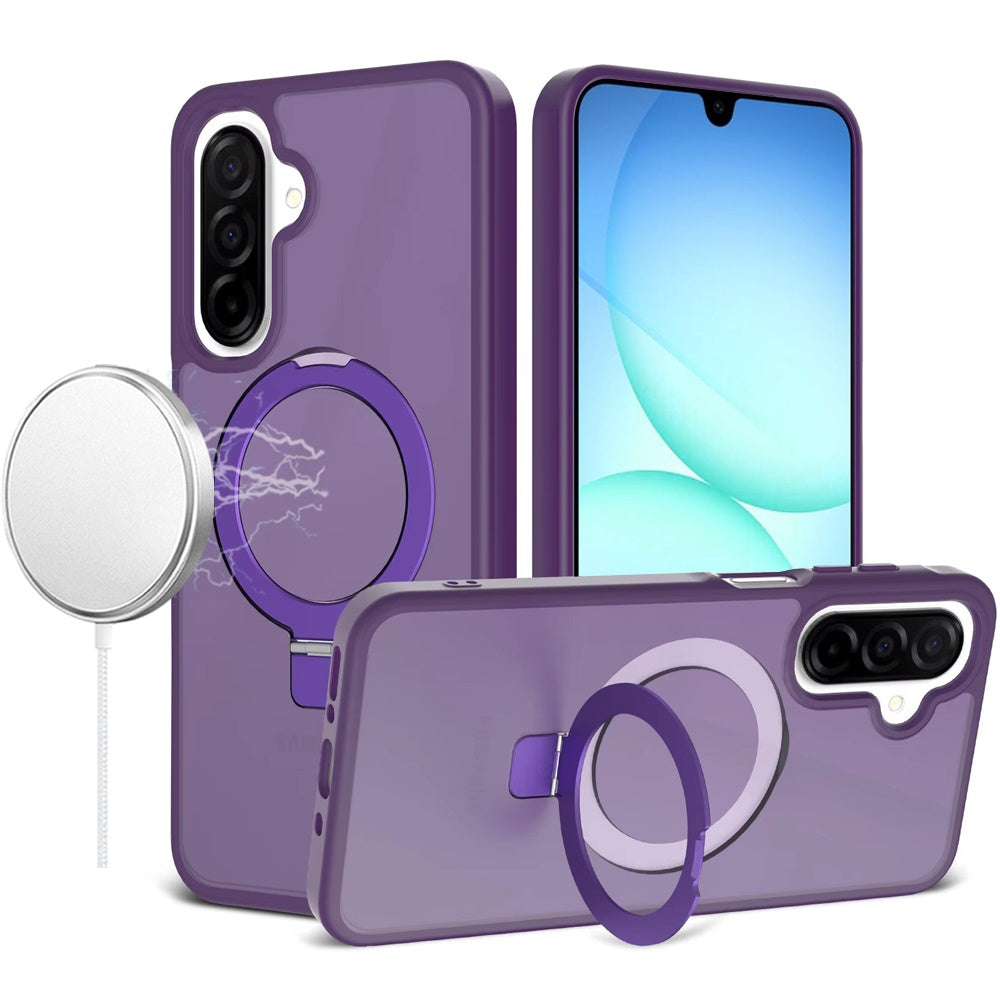 For Samsung Galaxy A17 5G Magnetic Circle Back with Ring Stand Full Rotation Matte Hybrid Shockproof Case Cover