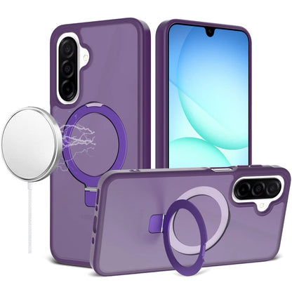 For Samsung Galaxy A17 5G Magnetic Circle Back with Ring Stand Full Rotation Matte Hybrid Shockproof Case Cover