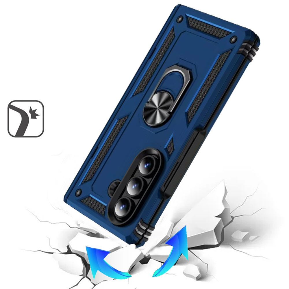 For Samsung Galaxy Z Fold 7 Hybrid Shockproof Protective with Magnetic 360° rotating Ring Kickstand, TPU Rubber PC Case Cover