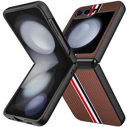 For Motorola Razr 2025 Velvet Fabric PU Vegan Leather, Premium Flip Design, Slim Snap-On Hard PC + TPU Case Cover Brown