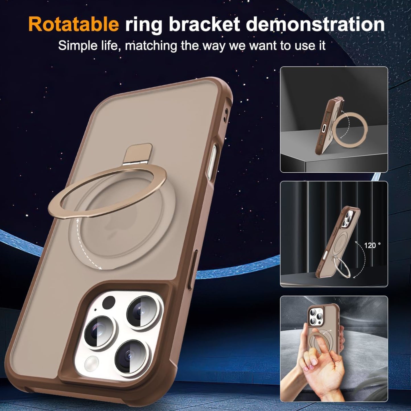 For Apple iPhone 17 AIR Translucent Matte Finish, MagSafe Compatible, Built-in Ring Stand, Shockproof Protective Back Case Cover