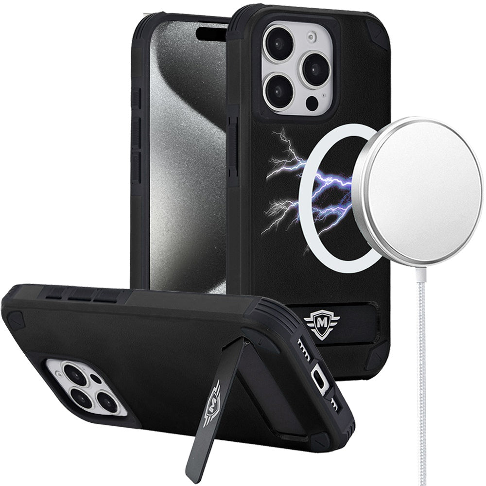 For Apple iPhone 16 Pro (6.3") Premium Heavy Duty Dual-Layer Rugged, Shockproof Kickstand Tough Magnetic Compatible with MagSafe Case Cover