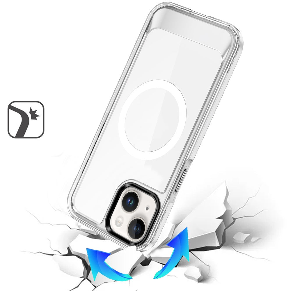 For Apple iPhone 16 Pro (6.3") Transparent HQ Hybrid Slim, Shockproof, Compatible with MagSafe wireless charging & Military-Grade Case Cover