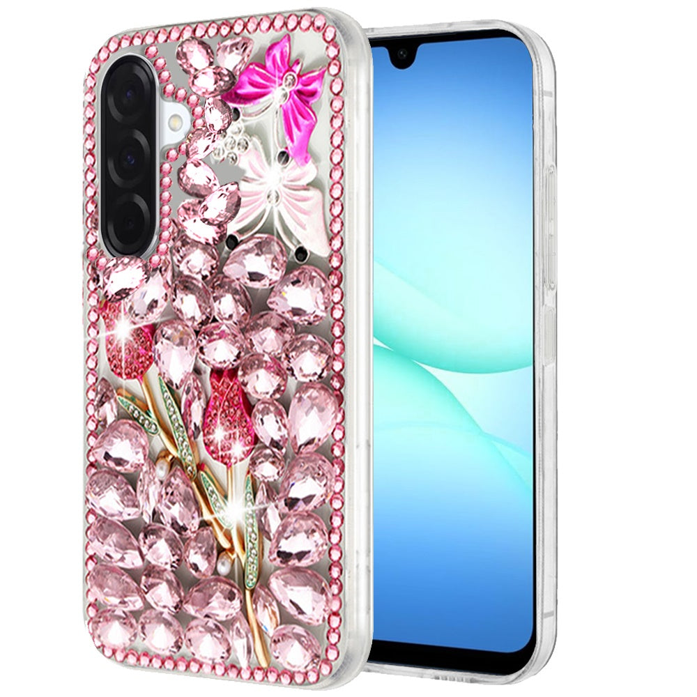 For Samsung Galaxy A17 5G Bling Crystal 3D Full Diamonds Luxury Sparkle Rhinestone Hybrid Protective Case Cover