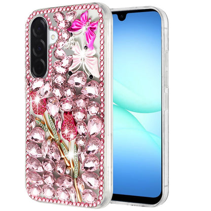 For Samsung Galaxy A17 5G Bling Crystal 3D Full Diamonds Luxury Sparkle Rhinestone Hybrid Protective Case Cover