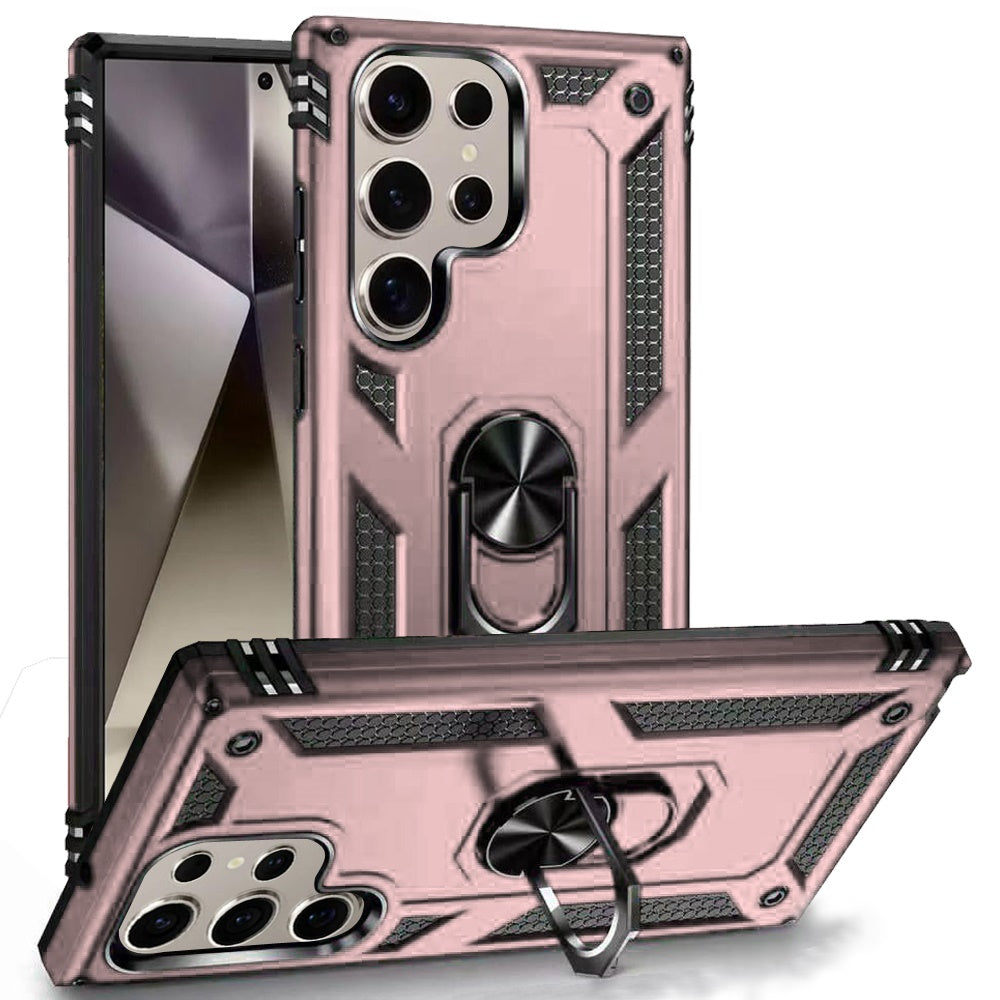 For Samsung Galaxy S25 Ultra Hybrid Shockproof Durable 360 Degree Rotatable Ring Stand Holder Kickstand Fit Magnetic Car Mount Case Cover
