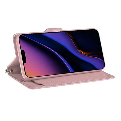 For Samsung Galaxy S21 Ultra Wallet Case with ID/ Card Holder, Wristlet Strap, Magnetic TPU Protective Shockproof Folio Flip Case Cover Rose Gold