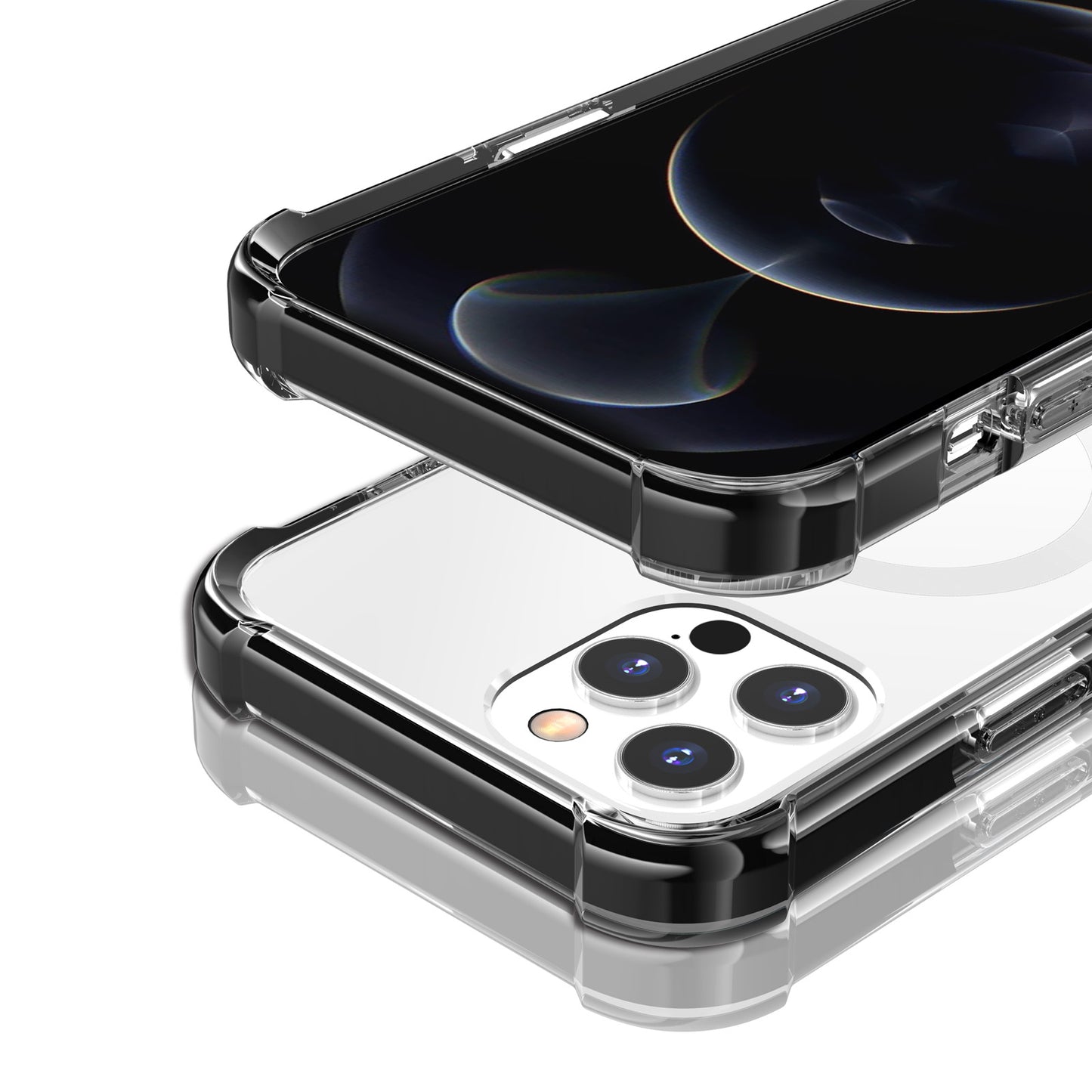 For Apple iPhone 16 Pro (6.3") Hybrid Acrylic Transparent Hard PC + TPU Color Frame Bumper Compatible with MagSafe Case Cover