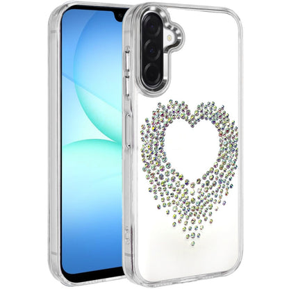 For Samsung Galaxy A17 5G Angel Hearts Bling Glitter Diamond Hybrid TPU Cover, Colorful Frame Shockproof Protective Back Case Cover