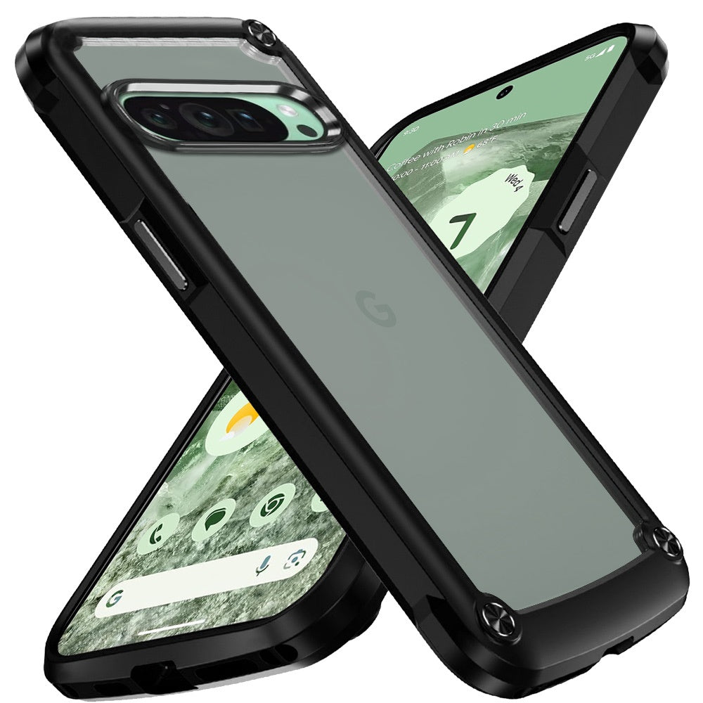 For Samsung Galaxy A17 5G Hybrid Transparent Rubber with Metal Buttons & Camera Edges Hard TPU Corner Frame Bumper Case Cover