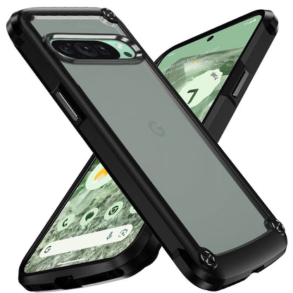 For Samsung Galaxy A26 Hybrid Transparent Rubber with Metal Buttons & Camera Edges Hard TPU Corner Frame Bumper Case Cover