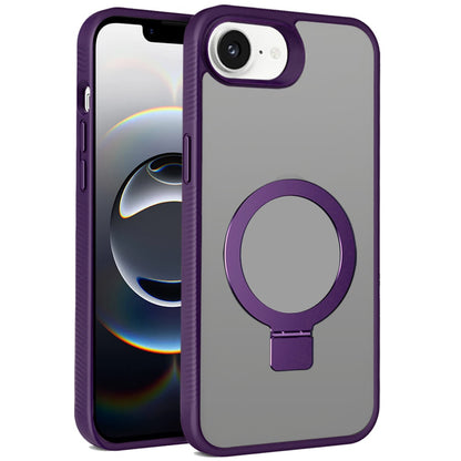 For Apple iPhone 16e Magnetic Circle Kickstand with MagSafe Compatibility, Matte Skin, Rugged Bumper, and Ring Holder Case Cover