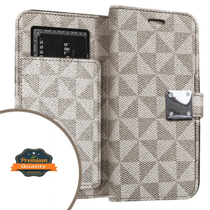 For Gabb Phone 4 Pro PU Leather Fabric Wallet Pouch 6 Credit Card Slots ID Cash Storage Carrying Pouch Folio Flip & Magnetic Closure Case Cover Beige