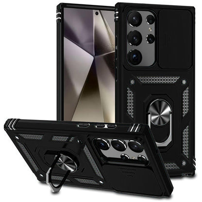 For Samsung Galaxy A36 Hybrid Ring Shockproof with 360° Rotate Ring Kickstand, Camera Lens Protection, Soft Edge Bumper Case Cover