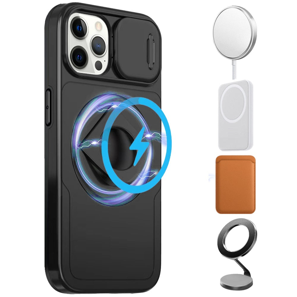 For Apple iPhone 16 (6.1") Full Coverage with Camera Window, Magnetic Circle, Rotatable Ring Stand, MagSafe Compatible, Shockproof Hybrid Protectiv Case Cover