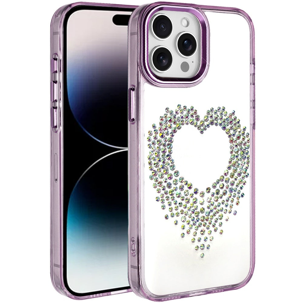 For Samsung Galaxy S25 Fan Edition /Galaxy S25 FE Angel Hearts Bling Glitter Diamond Hybrid TPU Cover, Colorful Frame Shockproof Protective Back Case Cover Purple
