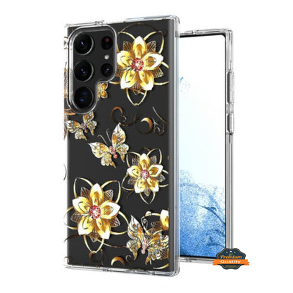For Samsung Galaxy S25 Ultra Hybrid Clear Frame with Trendy Pattern Design, Shockproof Hard Back & TPU Rubber Case Cover