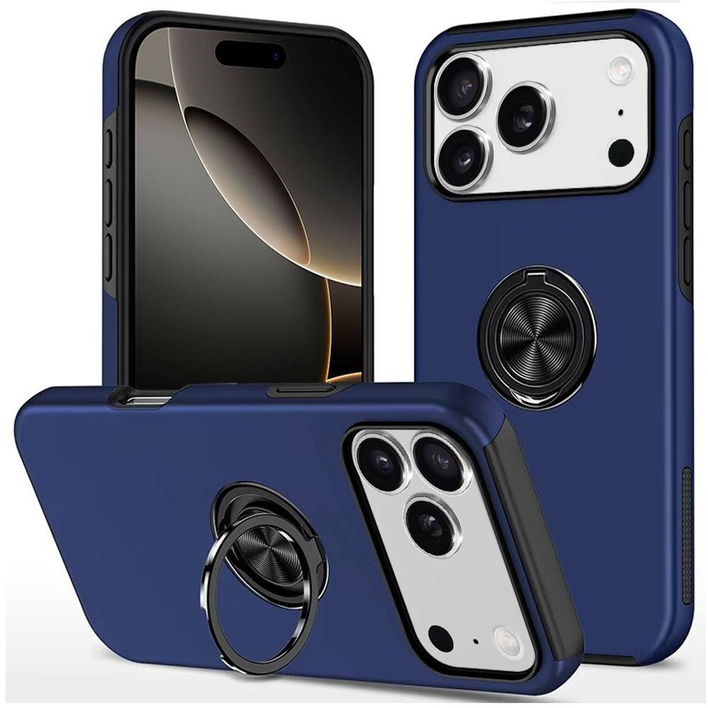 For Apple iPhone 17 Pro Max Hybrid 360 Degree Rotatable Metal Invisible Ring Stand Holder Slim Fit Magnetic Car Mount Shockproof Case Cover