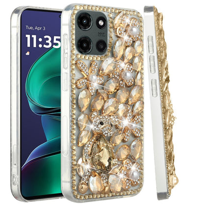 For Motorola Moto G Stylus 5G 2025 Bling Crystal 3D Full Diamonds Luxury Sparkle Rhinestone Hybrid Protective Case Cover