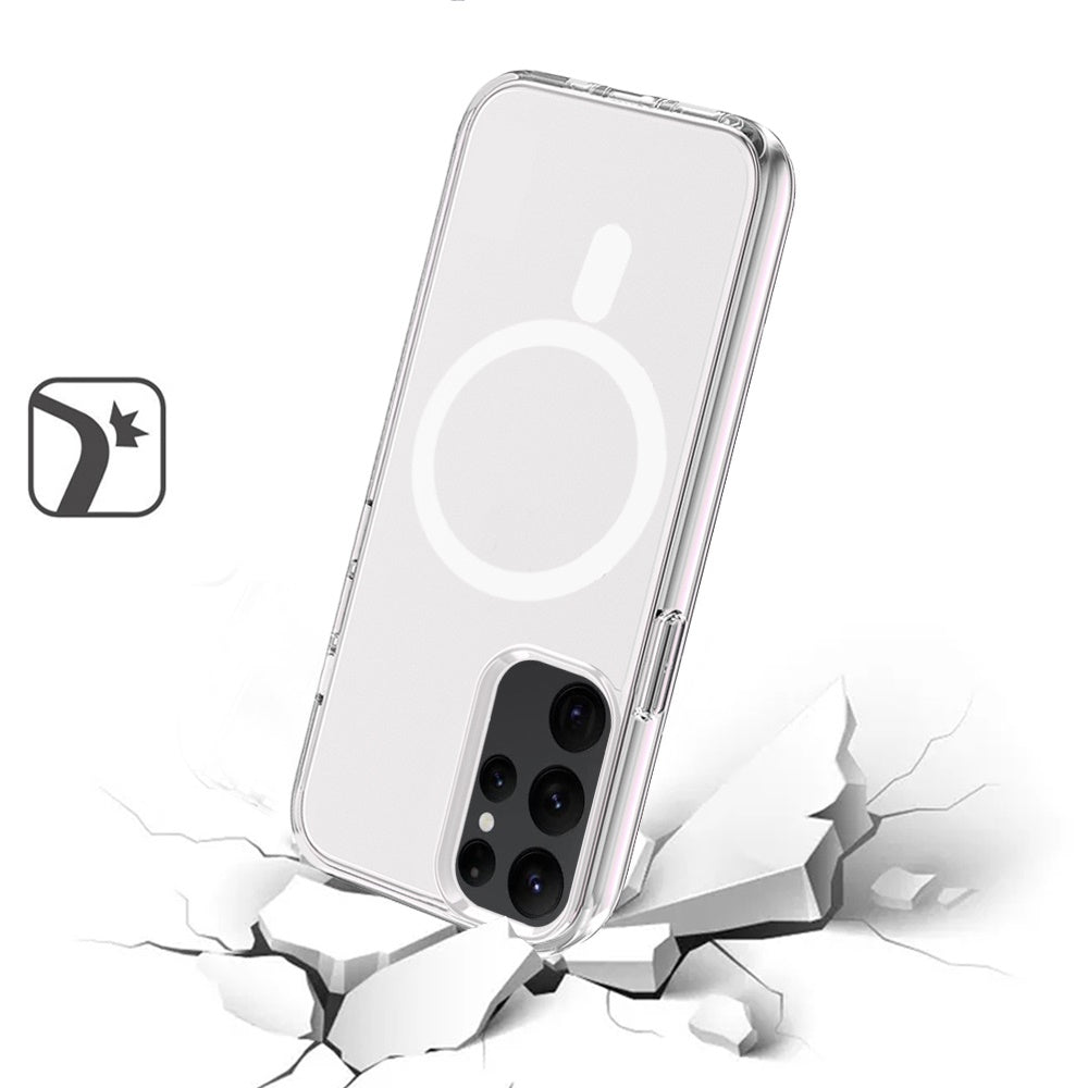 For Apple iPhone 16 Pro (6.3") MagSafe Compatible Transparent Shock Absorption TPU Rubber Hybrid Protective Case Cover