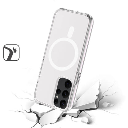 For Apple iPhone 16e MagSafe Compatible Transparent Hybrid Case with Magnetic Circle, Shock Absorption TPU Rubber Case Cover