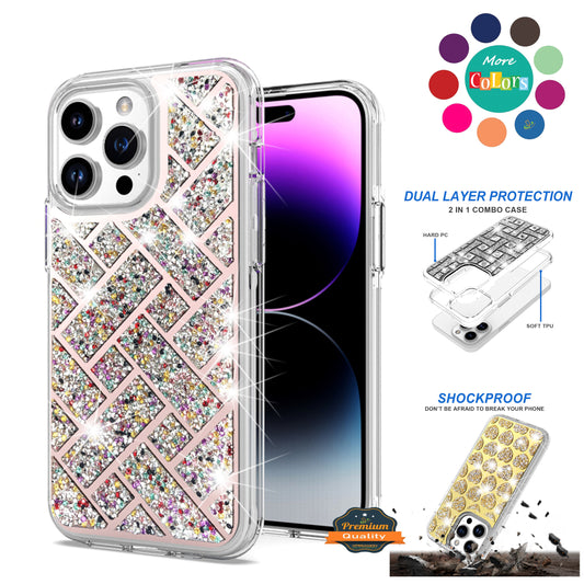 For Samsung Galaxy A16 5G Sparkly 3D Design Diamond Shockproof Protective Bling Glitter Rhinestone Hybrid Skin PC + TPU Case Cover