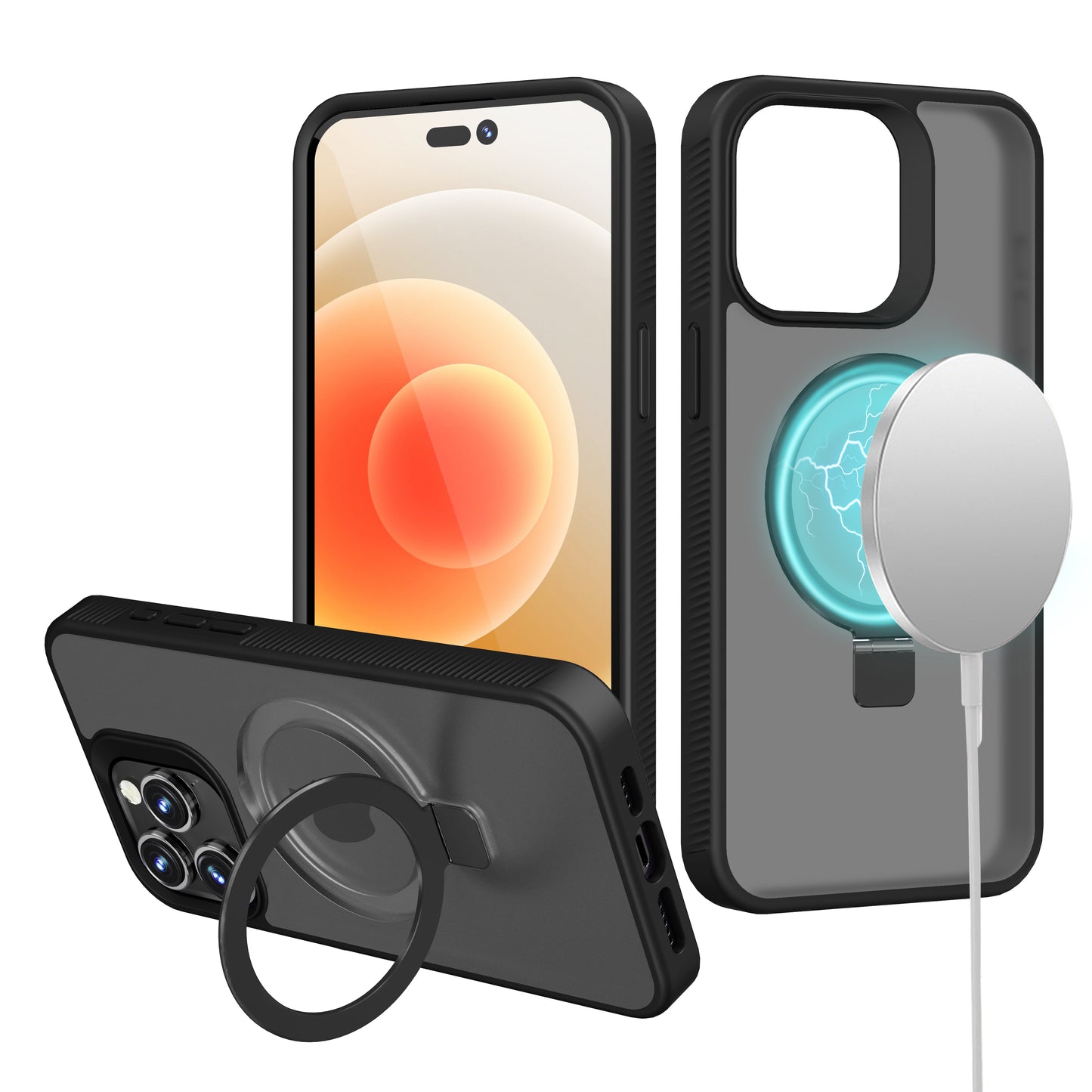 For Samsung Galaxy S25+ /S25 Plus /S24+ Plus Magnetic Circle Kickstand with MagSafe Compatibility, Matte Skin, Rugged Bumper, and Ring Holder Case Cover