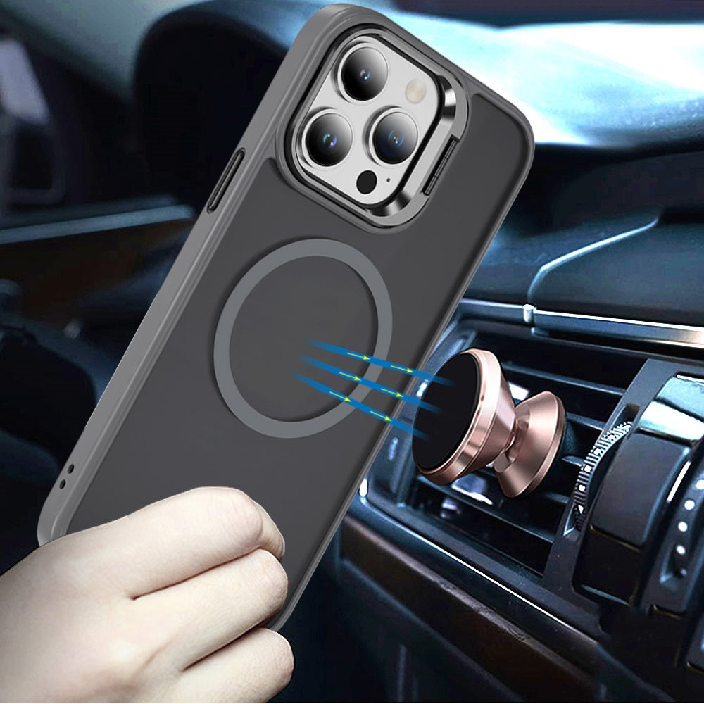 For Apple iPhone 14 Pro Max Heavy Duty Metallic Hybrid Tough TPU with Camera Ring Stand, MagSafe Compatible, Rugged Drop Protection Case Cover