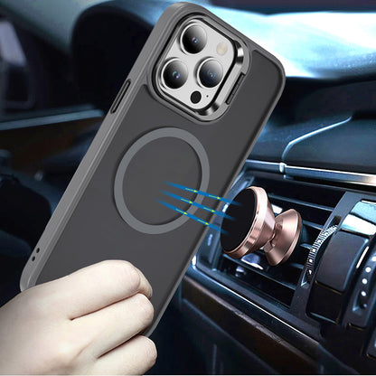 For Apple iPhone 14 Pro Max Heavy Duty Metallic Hybrid Tough TPU with Camera Ring Stand, MagSafe Compatible, Rugged Drop Protection Case Cover