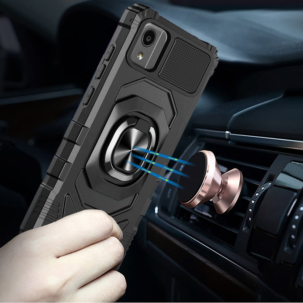 For BLU View 5 Hybrid Dual Layer with 360° Rotate Magnetic Ring Stand Holder Kickstand TPU Rugged PC Shockproof Case Cover