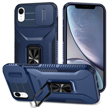 For Apple iPhone XR Case, Camera Cover with Magnetic Rotation Ring Stand, Military Grade Hybrid Hard TPU Shockproof Case Cover