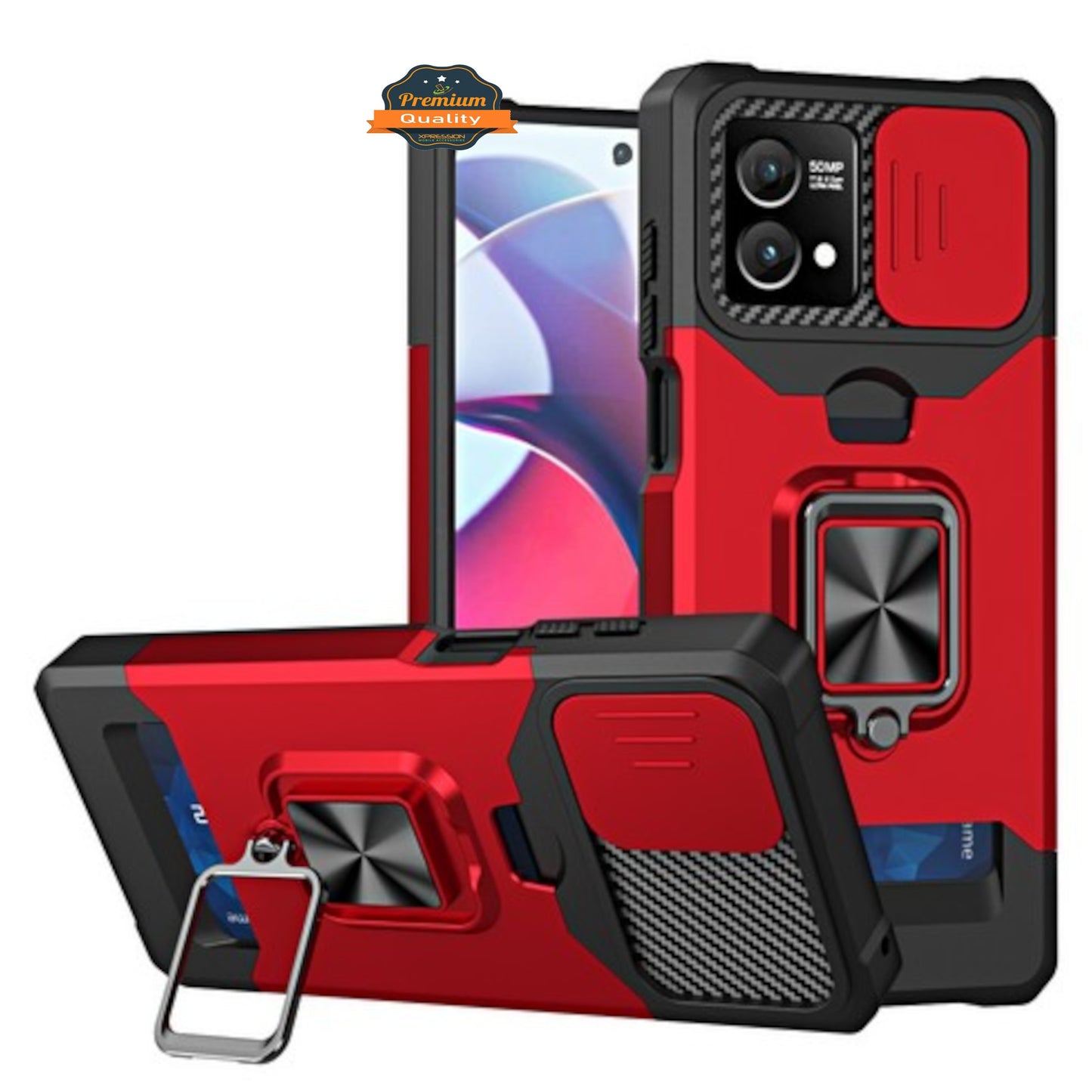 For Motorola Moto G Stylus 5G 2025 Wallet Case with Slide Camera Protector, Credit Card Slot, Ring Sand, Magnetic Car Mount Case Cover