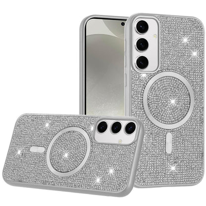 For Samsung Galaxy S25+ /S25 Plus /S24+ Plus Sparkly Diamond Bling Case Rhinestone Skin Hybrid with Magnetic Circle, MagSafe Compatible Case Cover