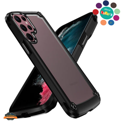 For Samsung Galaxy A06 Hybrid Transparent Rubber with Metal Buttons & Camera Edges Hard TPU Corner Bumper Case Cover