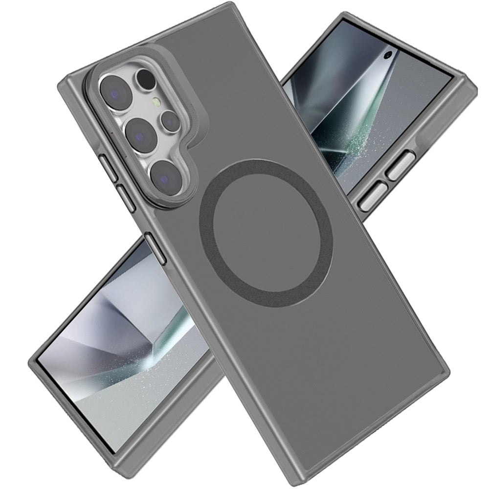 For Samsung Galaxy S25+ /S25 Plus /S24+ Plus Tough HQ Hybrid Case with Aluminum Frame Camera Stand, Compatible with MagSafe, Translucent Matte Shockproof Case Cover