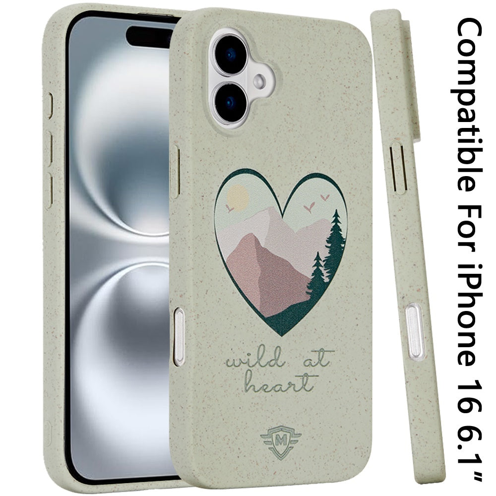 For Apple iPhone 16 (6.1") Eco Friendly Bio-Degradable Design Hybrid Cases Slim Fit Soft TPU Drop Protection Rubber printed Case Cover