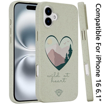 For Apple iPhone 16 (6.1") Eco Friendly Bio-Degradable Design Hybrid Cases Slim Fit Soft TPU Drop Protection Rubber printed Case Cover