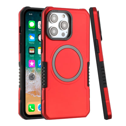For Apple iPhone 16 (6.1") Hybrid Armor Grip Metal Ring Compatible with MagSafe [Magnetic Circle] Wireless Charging Shockproof Case Cover
