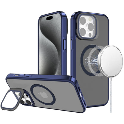For Apple iPhone 16 Pro Max Tough HQ Hybrid Case with Aluminum Frame Camera Stand, Compatible with MagSafe, Translucent Matte Shockproof Case Cover