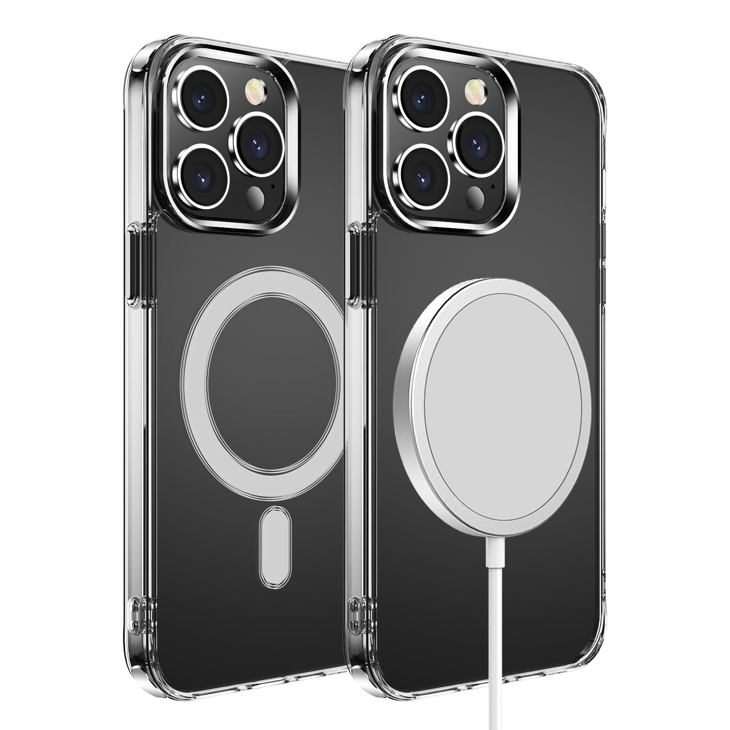 For Apple iPhone 16 Pro Max (6.9") Clear Magnetic Case with Built-in Magnets Compatible with MagSafe Slim Soft TPU Bumper Case Cover Transparent
