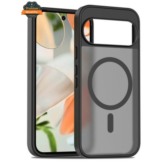 For Google Pixel 10 Pro XL Frosted Translucent Case with MagSafe Compatible Slim, Shockproof Protective Matte TPU Military Grade Tough Case Cover Black