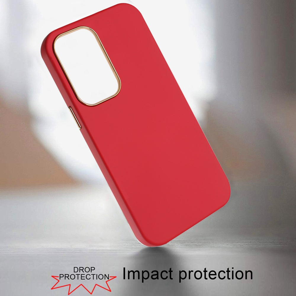 For Apple iPhone 17 Pro Hybrid Armor Shockproof, Durable Bumper Rubber Gummy Gel Slick Hard PC Silicone TPU Case Cover Red