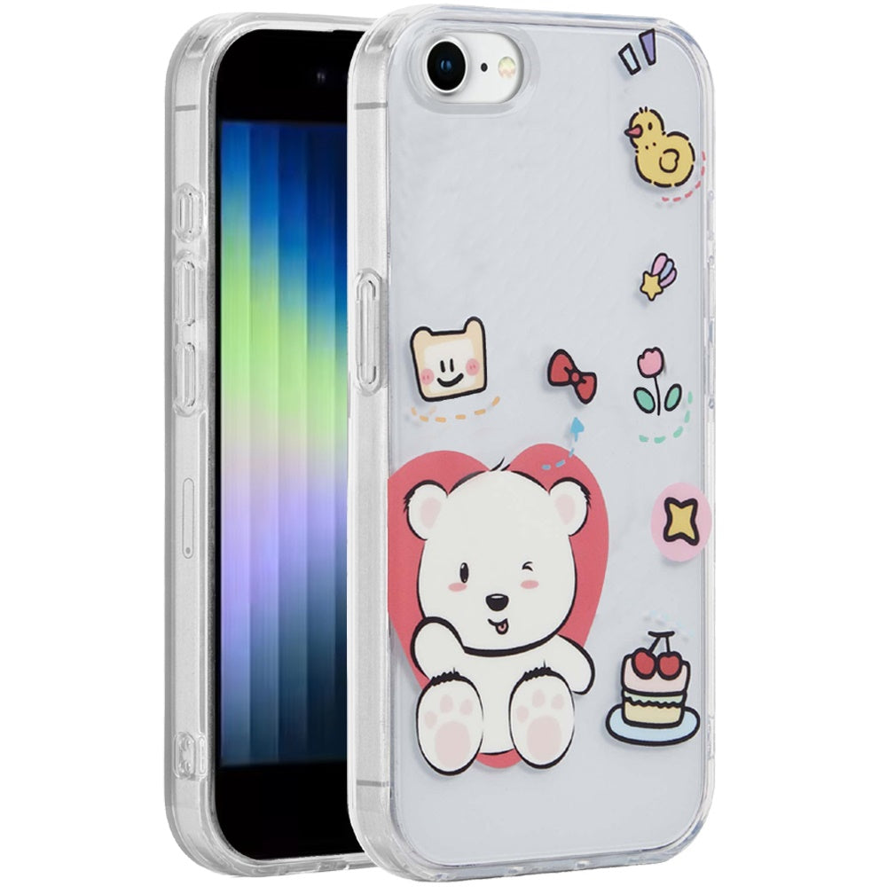 For Apple iPhone SE 3 (2022) SE/8/7 Fashion Layer Design Slim IMD TPU Protective, Shockproof Hybrid Stylish Durable Hard PC Case Cover