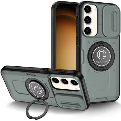 For Samsung Galaxy S25+ /S25 Plus /S24+ Plus Build in Invisible Magnetic Ring Stand with Slide Camera Protector, fit Magnetic Car Mount [Compatible with MagSafe] Case Cover