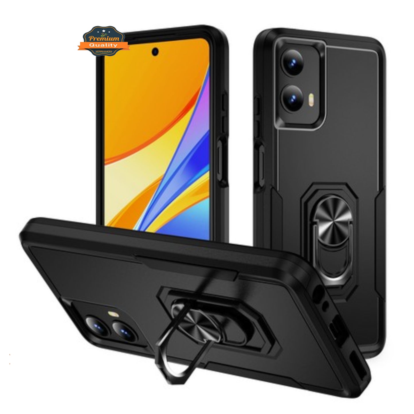 For Motorola Moto G Stylus 5G 2025 Heavy Duty Rugged Hybrid, Dual-Layer Shockproof Protection with Magnetic Ring Stand Holder Case Cover