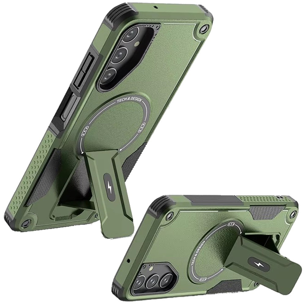 For Samsung Galaxy A17 5G Magnetic Invisible Kickstand Holder with Magsafe, Slim Fit Shockproof Hybrid Military Grade Heavy Duty Case Cover